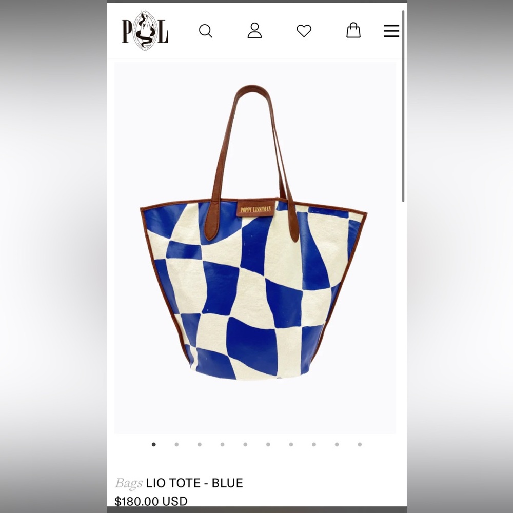 Poppy Lissiman Blue Checkered Lio Tote Bag